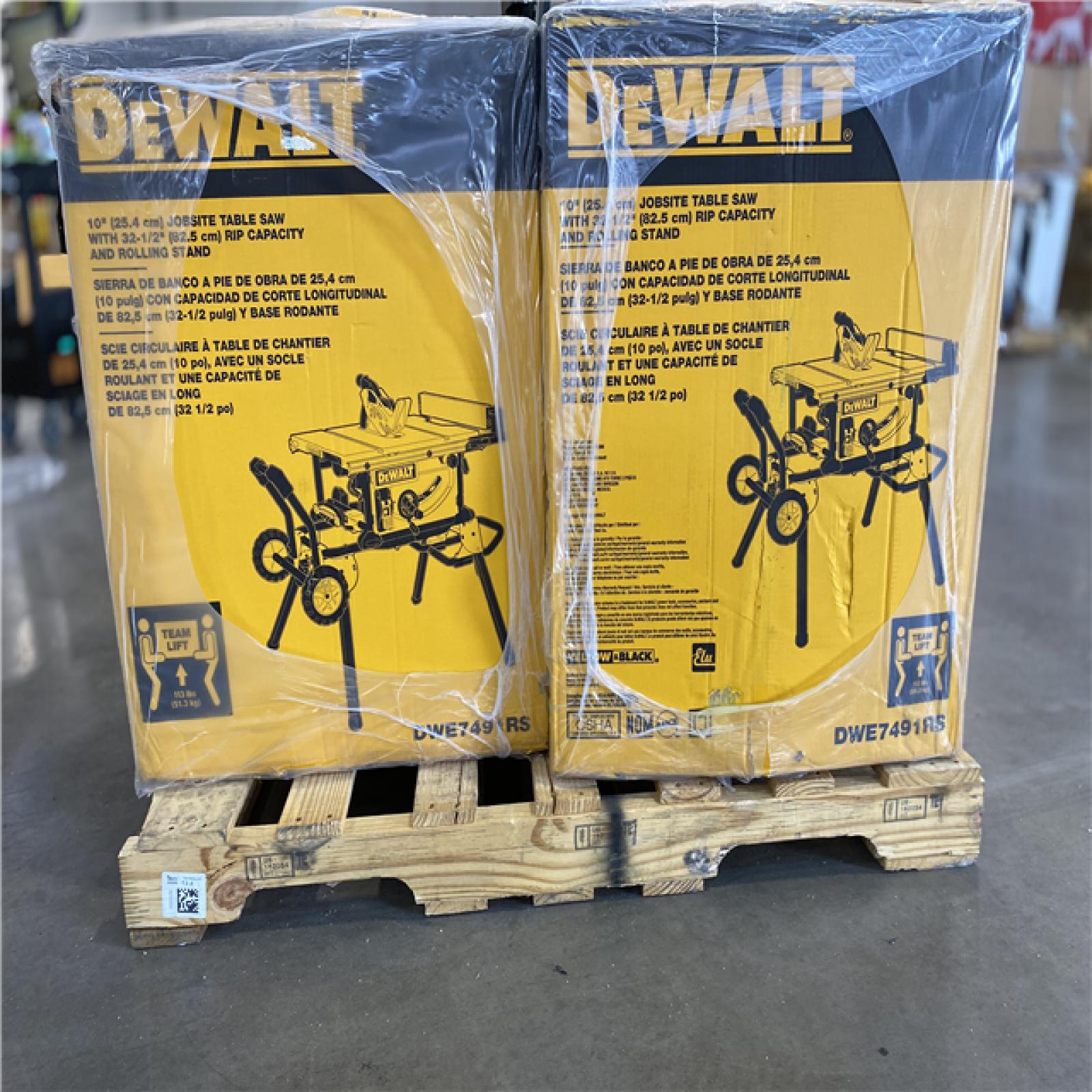 DALLAS LOCATION - DEWALT 15 Amp Corded 10 in. Job Site Table Saw with Rolling Stand PALLET - (2 UNITS)