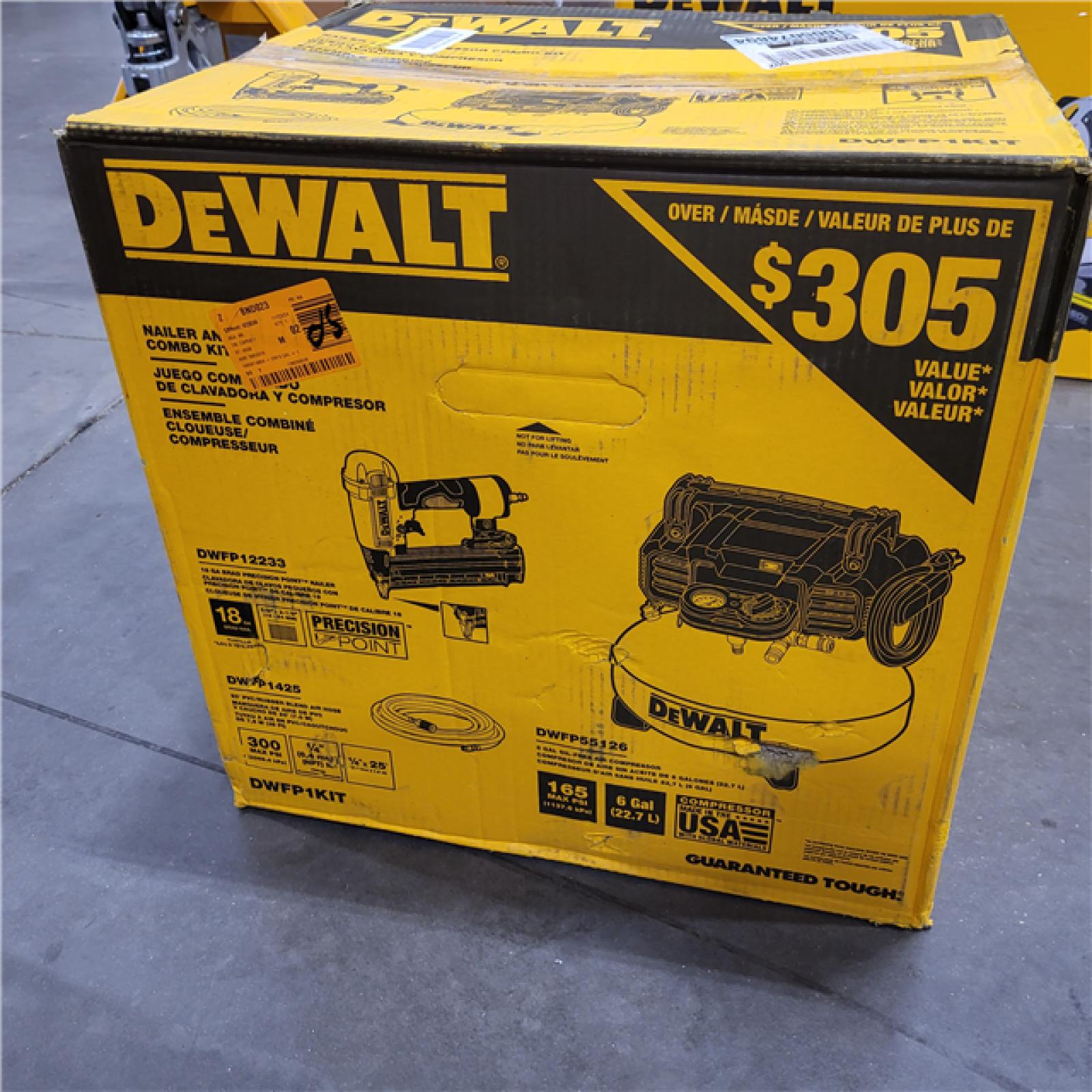 AS-IS DEWALT 6 Gal. 18-Gauge Brad Nailer and Heavy-Duty Pancake Electric Air Compressor Combo Kit