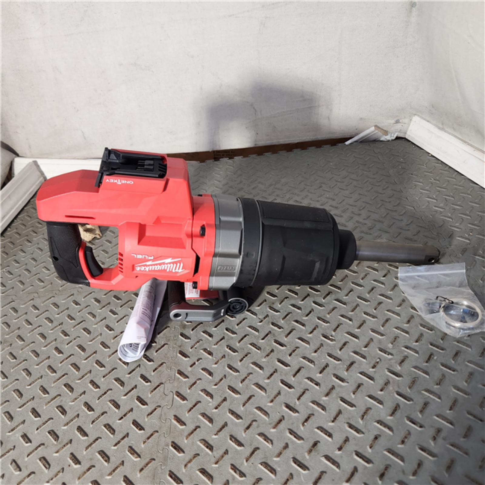 Houston location AS-IS MILWAUKEE M18 FUEL 18V Lithium-Ion Brushless Cordless 1 in. Impact Wrench Extended Reach D-Handle (Tool-Only)