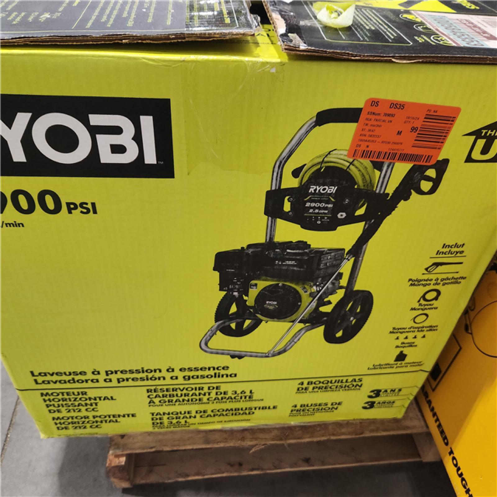 DALLAS LOCATION - AS-IS RYOBI 2900 PSI 2.5 GPM Cold Water Gas Pressure Washer with 212cc Engine