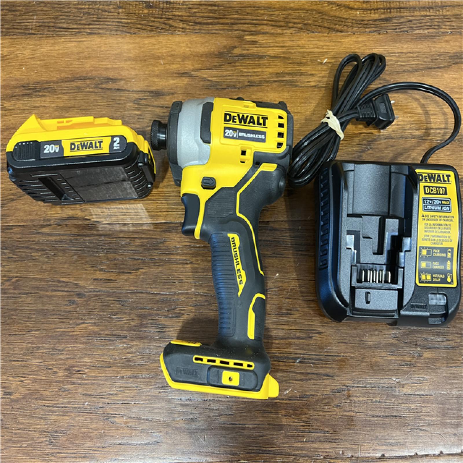 AS-IS DEWALT ATOMIC 20V Max Lithium-Ion Brushless Cordless Compact 1/4 in. Impact Driver Kit with 2.0Ah Battery, Charger and Bag