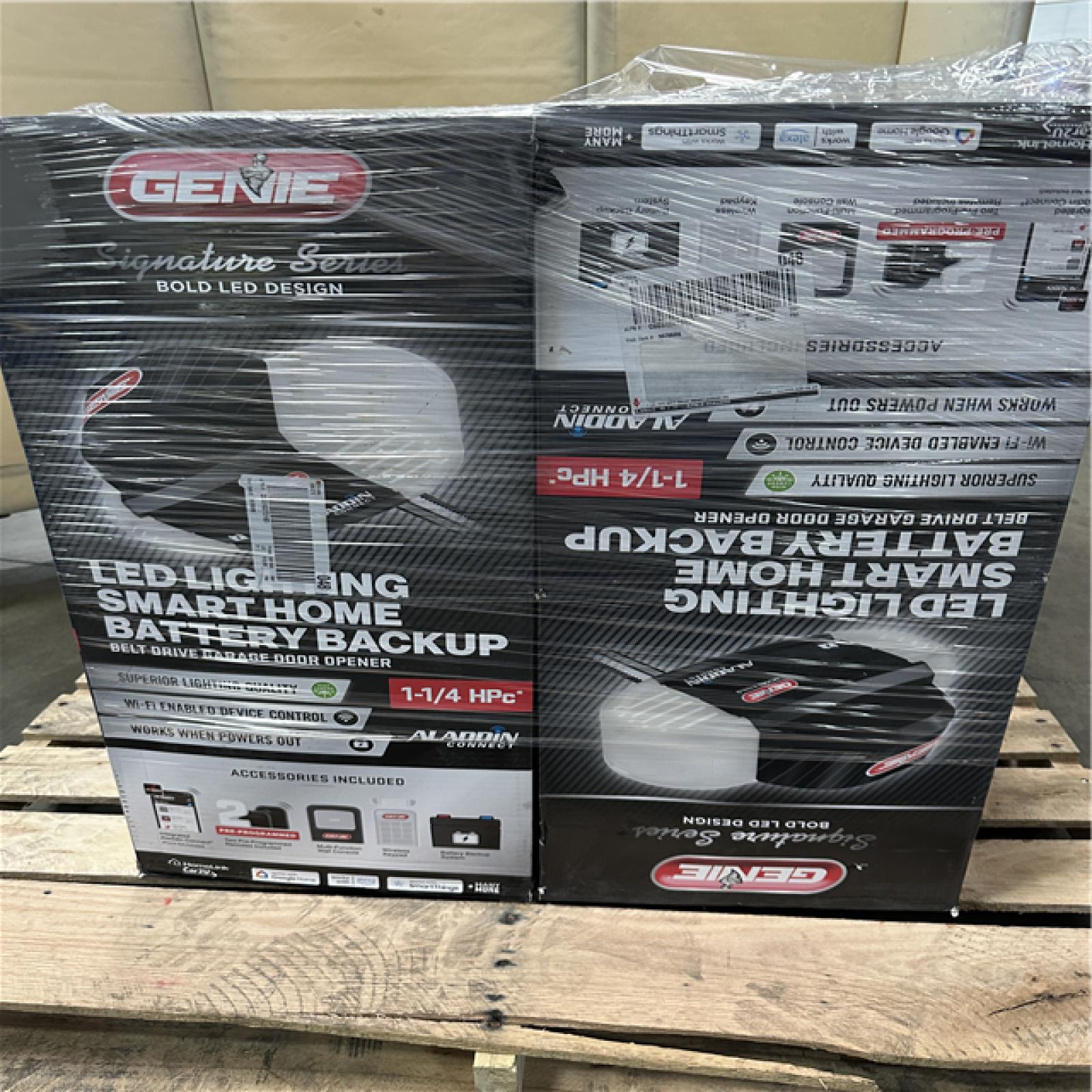 California AS-IS GENIE LED Lighting Smart Home Battery Backup Belt Driver Garage Door Opener (7 Units)- Appears in Excellent Condition