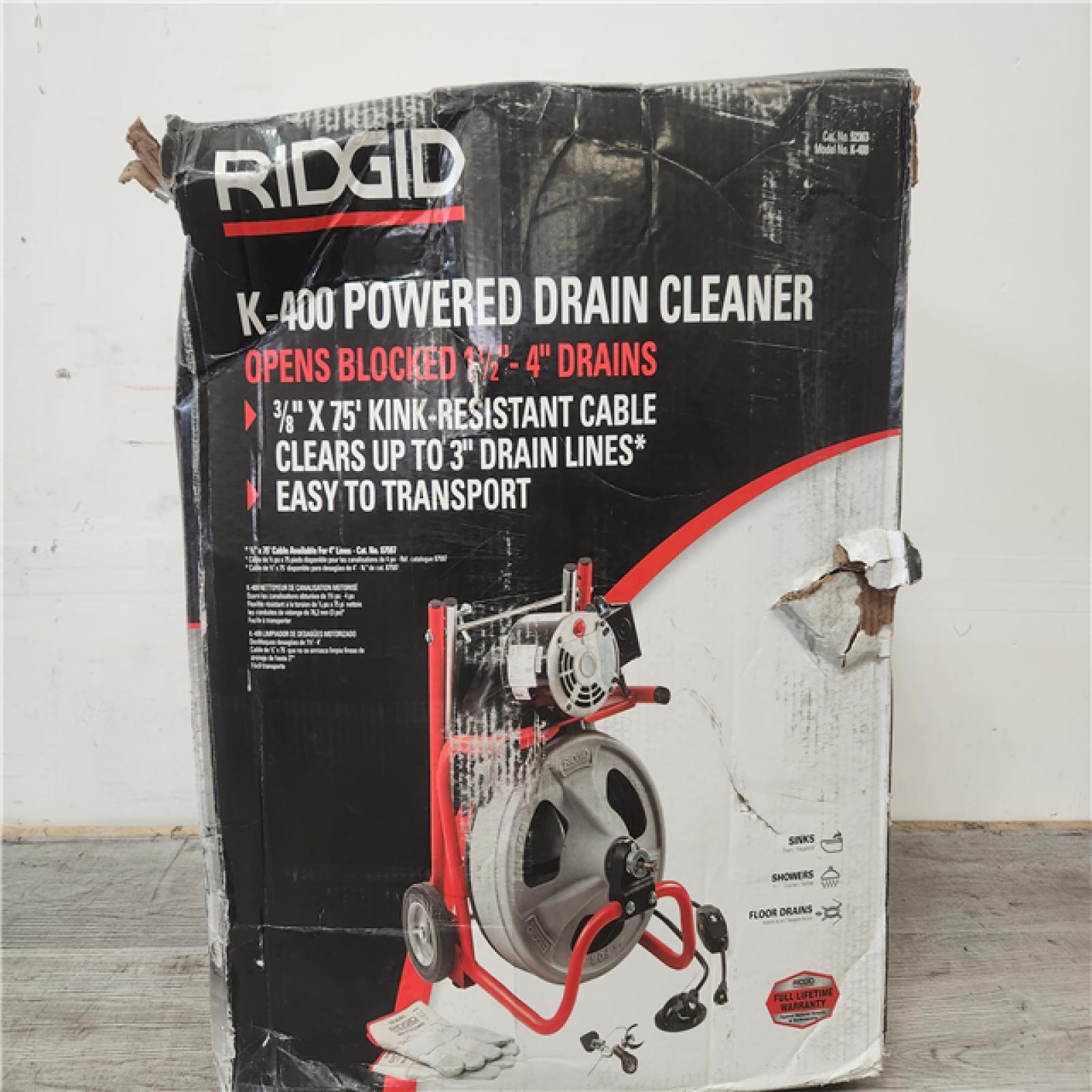 Phoenix Location RIDGID K-400 Drain Cleaning Snake Auger Machine, C-31 IW 3/8 in. x 50 ft. Cable inside Drum plus 4-Piece Tool Set