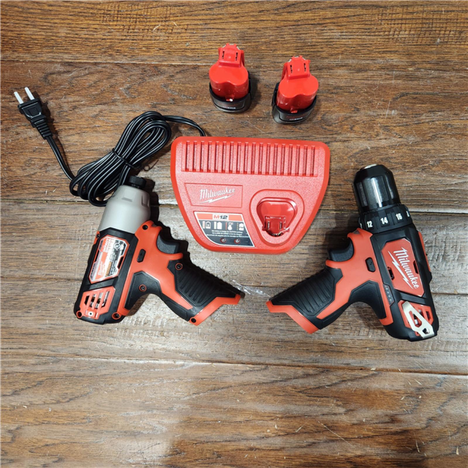 AS-IS M12 12V Lithium-Ion Cordless Drill Driver/Impact Driver Combo Kit with Two 1.5Ah Batteries, Charger and Bag (2-Tool)