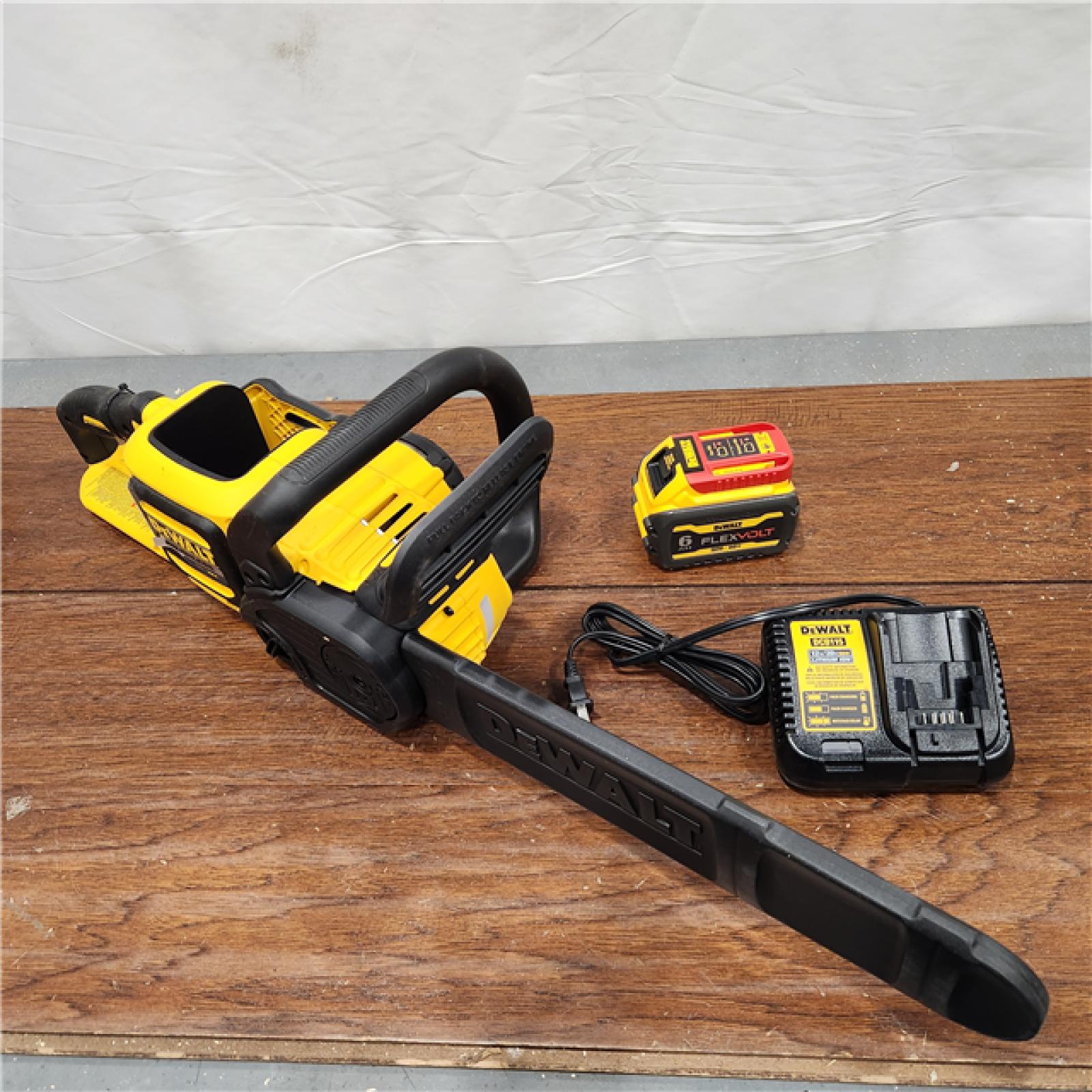 AS-IS FLEXVOLT 60V MAX 16in. Brushless Cordless Battery Powered Chainsaw Kit with (1) FLEXVOLT 2 Ah Battery & Charger