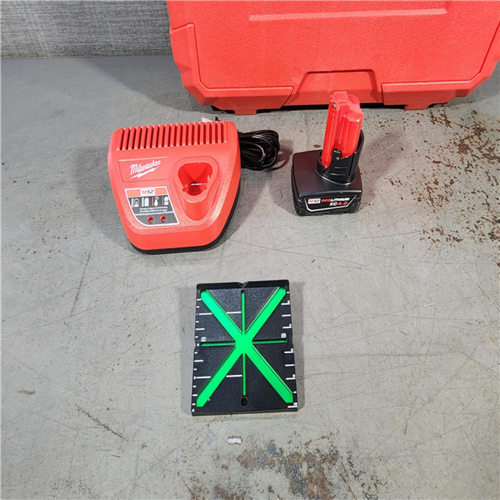 HOUSTON LOCATION - AS-IS Milwaukee-3632-21 M12 Green Beam Laser 360Â° 3-Plane Kit