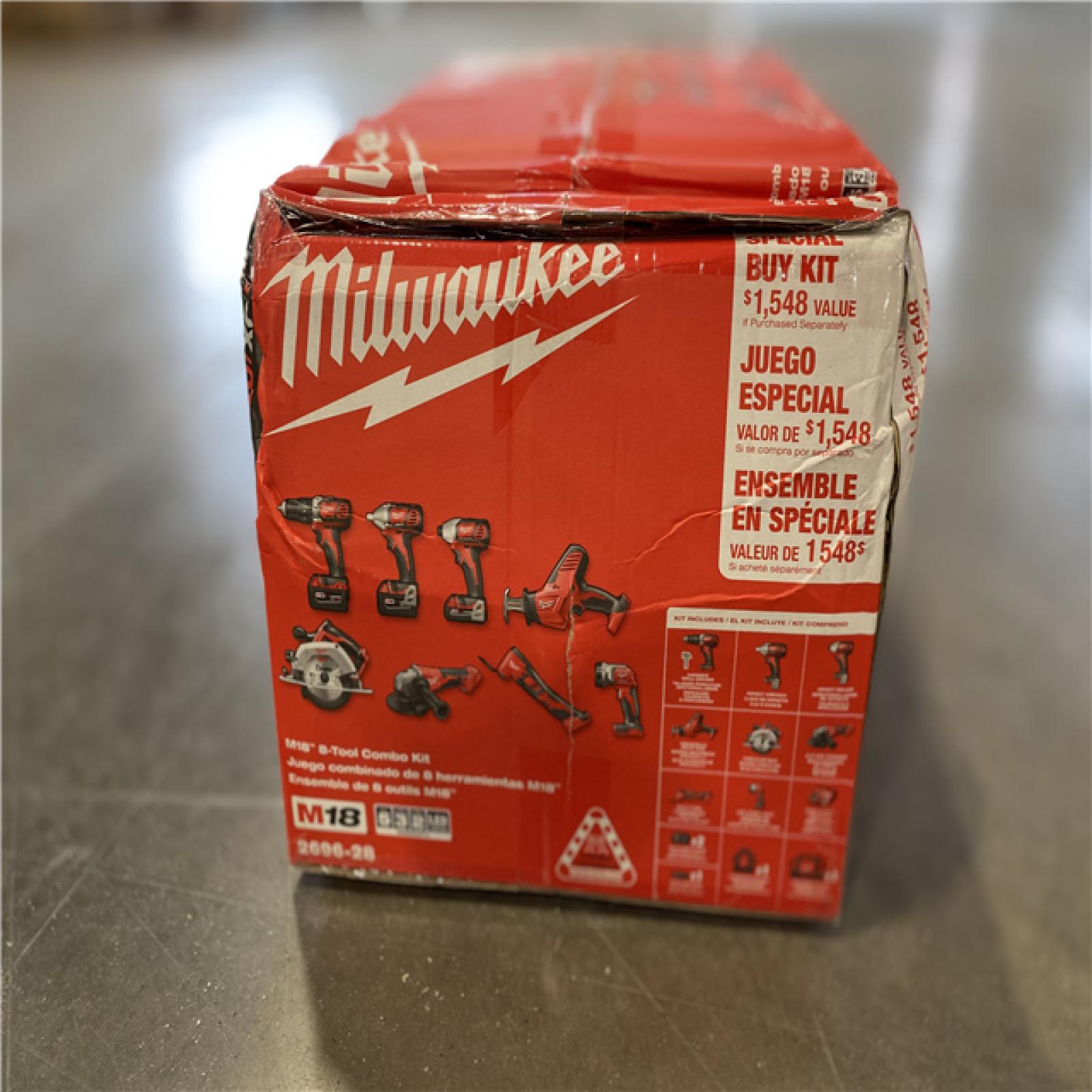 NEW! - Milwaukee M18 18V Lithium-Ion Cordless Combo Kit (8-Tool) with (3) Batteries, Charger and (2) Tool Bags