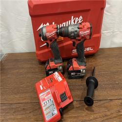 AS-ISMilwaukee M18 FUEL 18V Lithium-Ion Brushless Cordless Hammer Drill and Impact Driver Combo Kit (2-Tool) with 2 Batteries