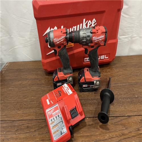 AS-ISMilwaukee M18 FUEL 18V Lithium-Ion Brushless Cordless Hammer Drill and Impact Driver Combo Kit (2-Tool) with 2 Batteries