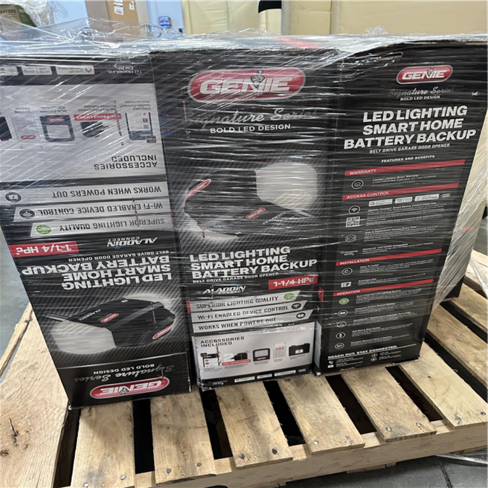 California AS-IS GENIE LED Lighting Smart Home Battery Backup Belt Driver Garage Door Opener (7 Units)- Appears in Excellent Condition