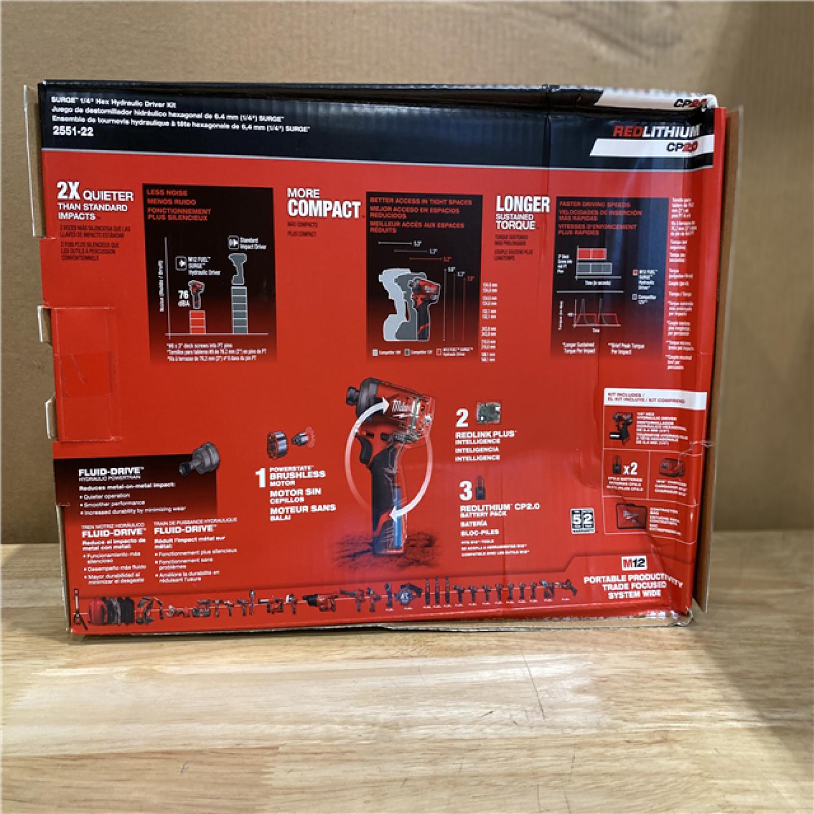 NEW! -  Milwaukee M12 FUEL SURGE 12V Lithium-Ion Brushless Cordless 1/4 in. Hex Impact Driver Compact Kit w/Two 2.0Ah Batteries, Bag