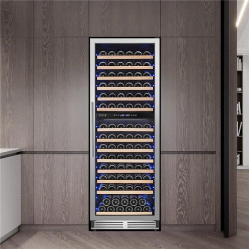 Phoenix Location SEALED TITTLA 23.54 in Dual Zone Cellar Cooling Unit in Silver 154-Wine Bottles Two Shapes of Door Handles Removable Shelves Blue LEDs