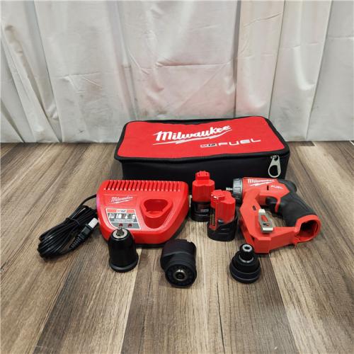 AS IS Milwaukee M12 FUEL 12V Lithium-Ion Brushless Cordless 4-in-1 Installation 3/8 in. Drill Driver Kit with 4-Tool Heads