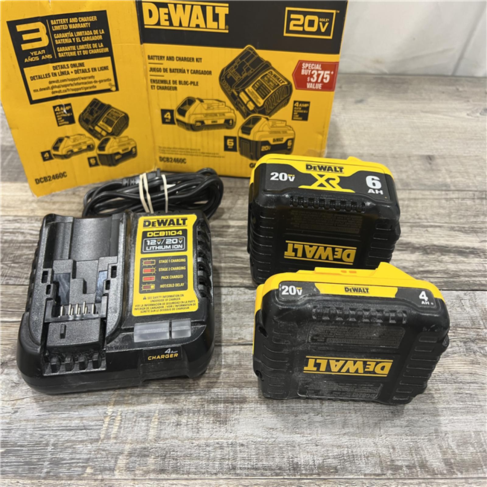 AS-IS DEWALT 20V MAX Lithium-Ion 6.0Ah and 4.0Ah Battery and Charger Starter Kit