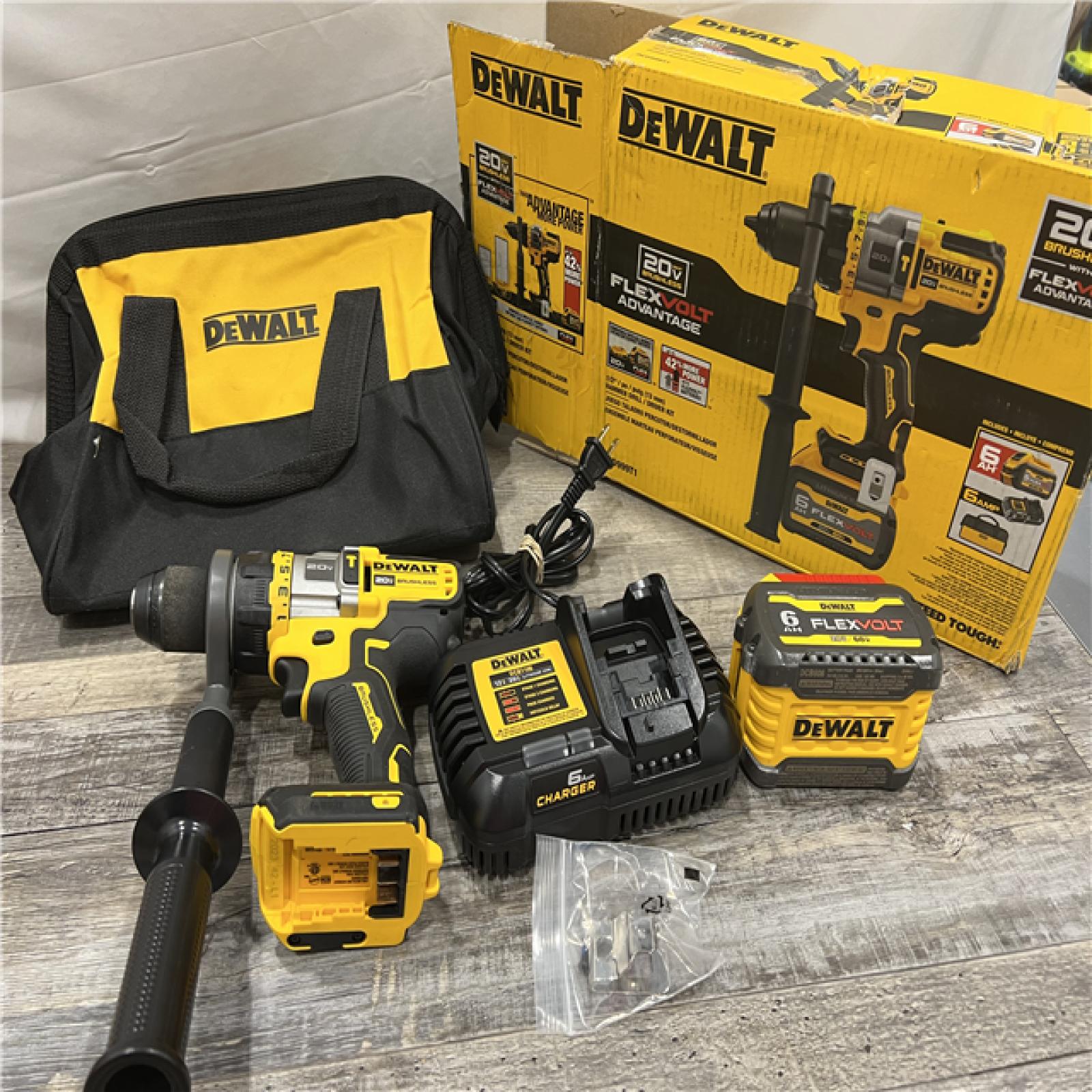 AS-IS Dewalt FLEXVOLT 20 Volt 1/2 in. Brushless Cordless Hammer Drill/Driver Kit (Battery & Charger)