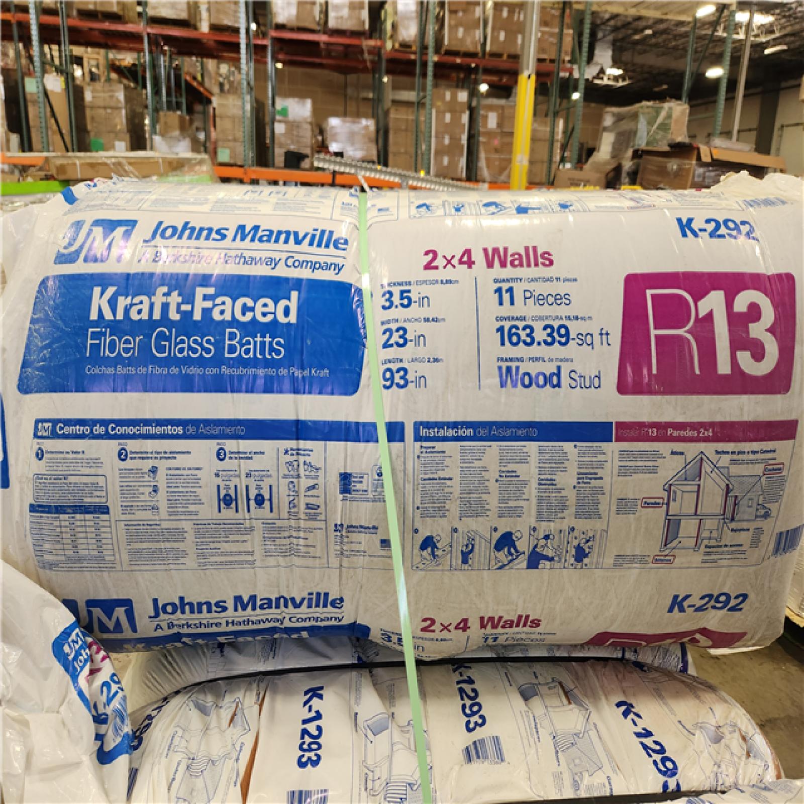 Phoenix Location Johns Manville R- 13 Wall Kraft faced Fiberglass Batt Insulation (816-sq ft 5 Bags) ( 23-in W x 93-in L)