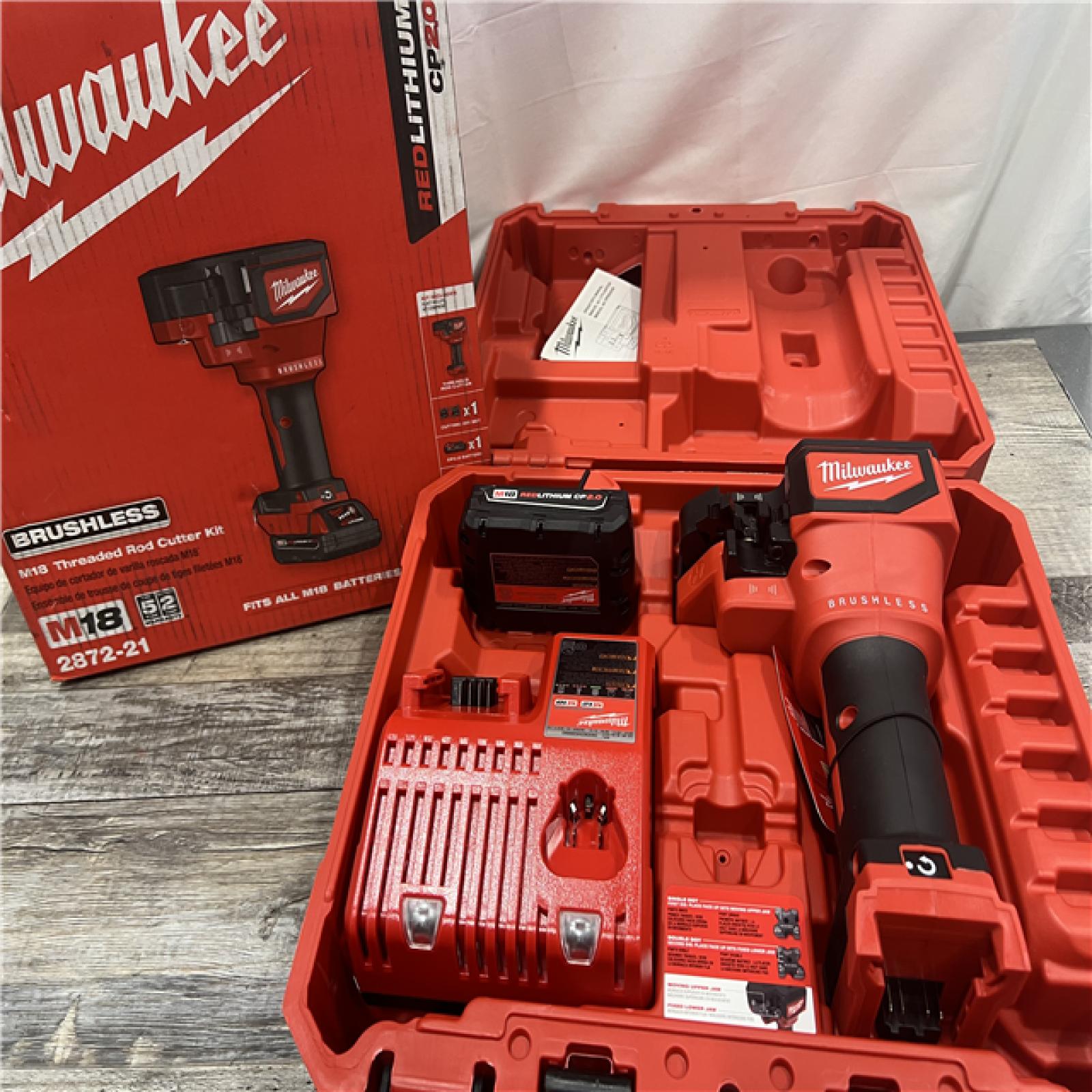 AS-IS Milwaukee M18 18-Volt Lithium-Ion Cordless Brushless Threaded Rod Cutter Kit with 2.0 Ah Battery, Charger and Case