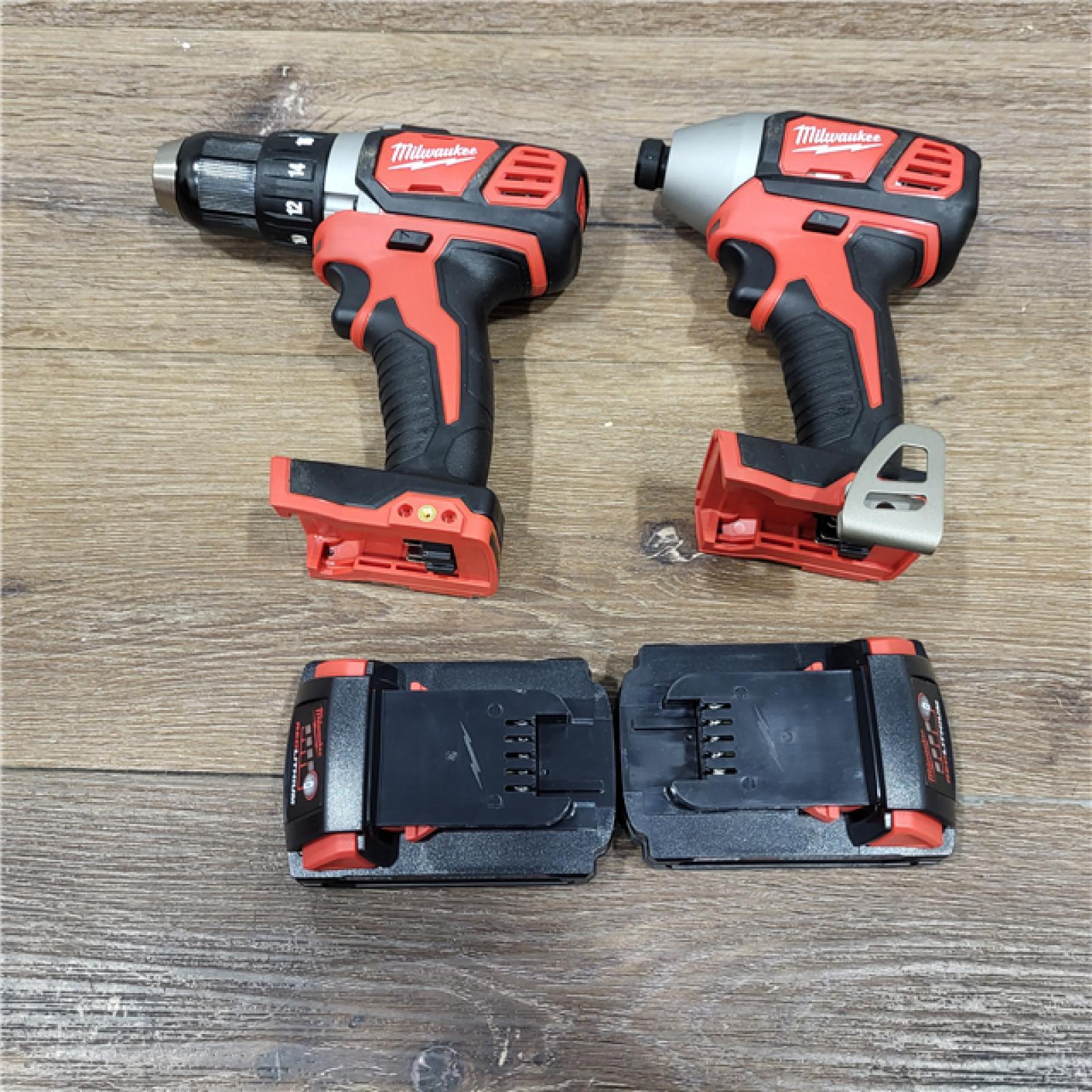 AS-IS Milwaukee M18 18V Cordless Brushed 2 Tool Drill/Driver and Impact Driver Kit