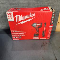 HOUSTON LOCATION - AS-IS (APPEARS LIKE NEW) M12/M18 12/18V Lithium-Ion Cordless 3/8 in. Ratchet and 1/2 in. High Torque Impact Wrench with Friction Ring Combo Kit