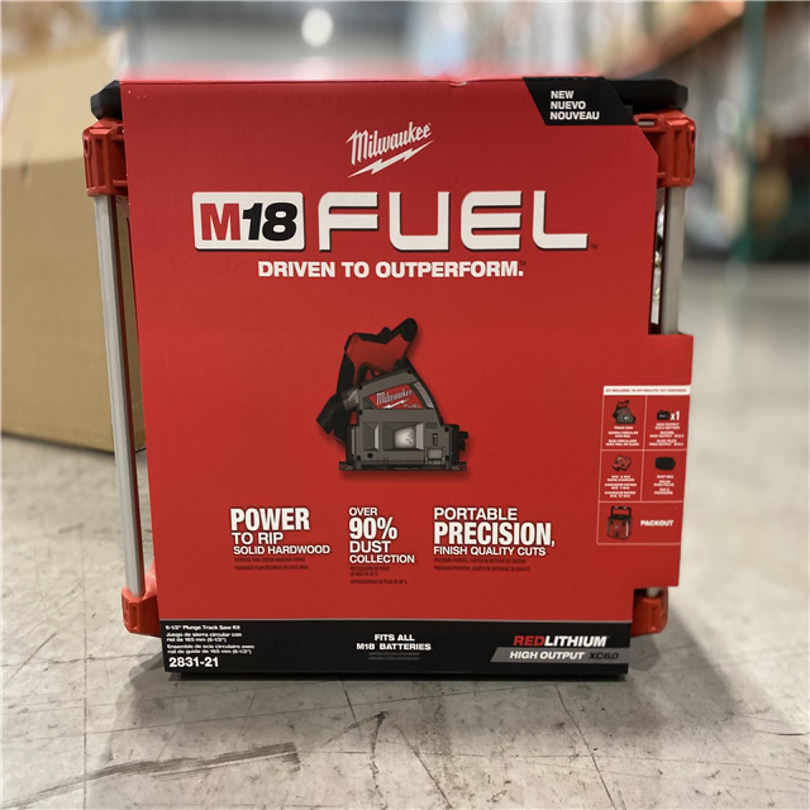 NEW! - Milwaukee M18 FUEL 18V Lithium-Ion Brushless Cordless 6-1/2 in. Plunge Track Saw PACKOUT Kit with One 6.0 Ah Battery