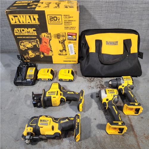 HOUSTON LOCATION - AS-IS DeWalt 20V MAX ATOMIC Cordless Brushless 4 Tool Combo Kit