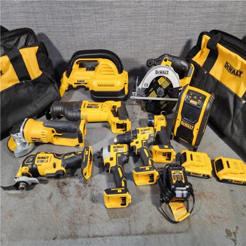 HOUSTON LOCATION - AS-IS DEWALT 20-Volt Max Lithium-Ion 9-Tool Cordless Combo Kit with Two 2.0 Ah Batteries, Charger and 2 Bags