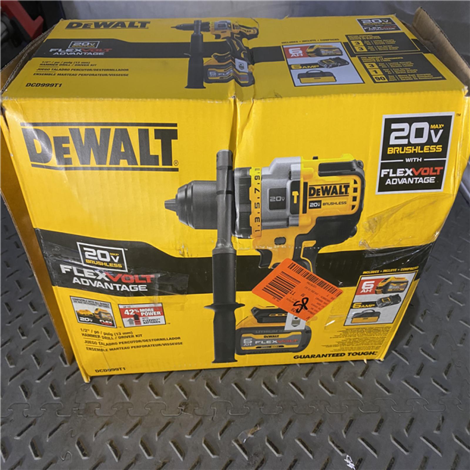 Houston location AS-IS Dewalt FLEXVOLT 20 Volt 1/2 in. Brushless Cordless Hammer Drill/Driver Kit (Battery & Charger)