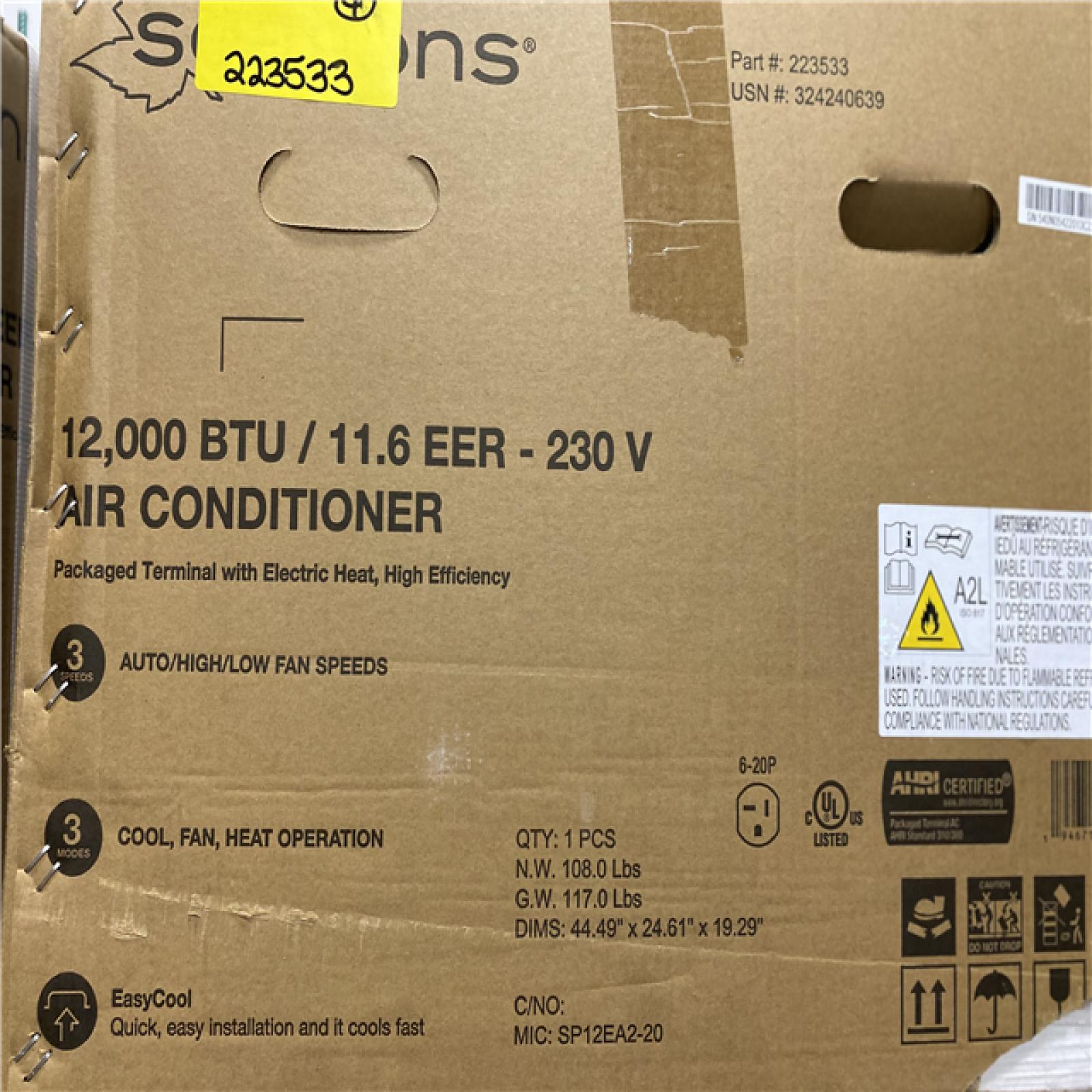 DALLAS LOCATION - Seasons® MIXED  AIR CONDITIONER PALLET - (8 UNITS)