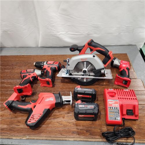 AS-IS Milwaukee M18 18-Volt Lithium-Ion Cordless Combo Tool Kit (5-Tool) with (1) 3.0Ah and (1) 1.5Ah Battery, (1) Charger, (1) Tool Bag