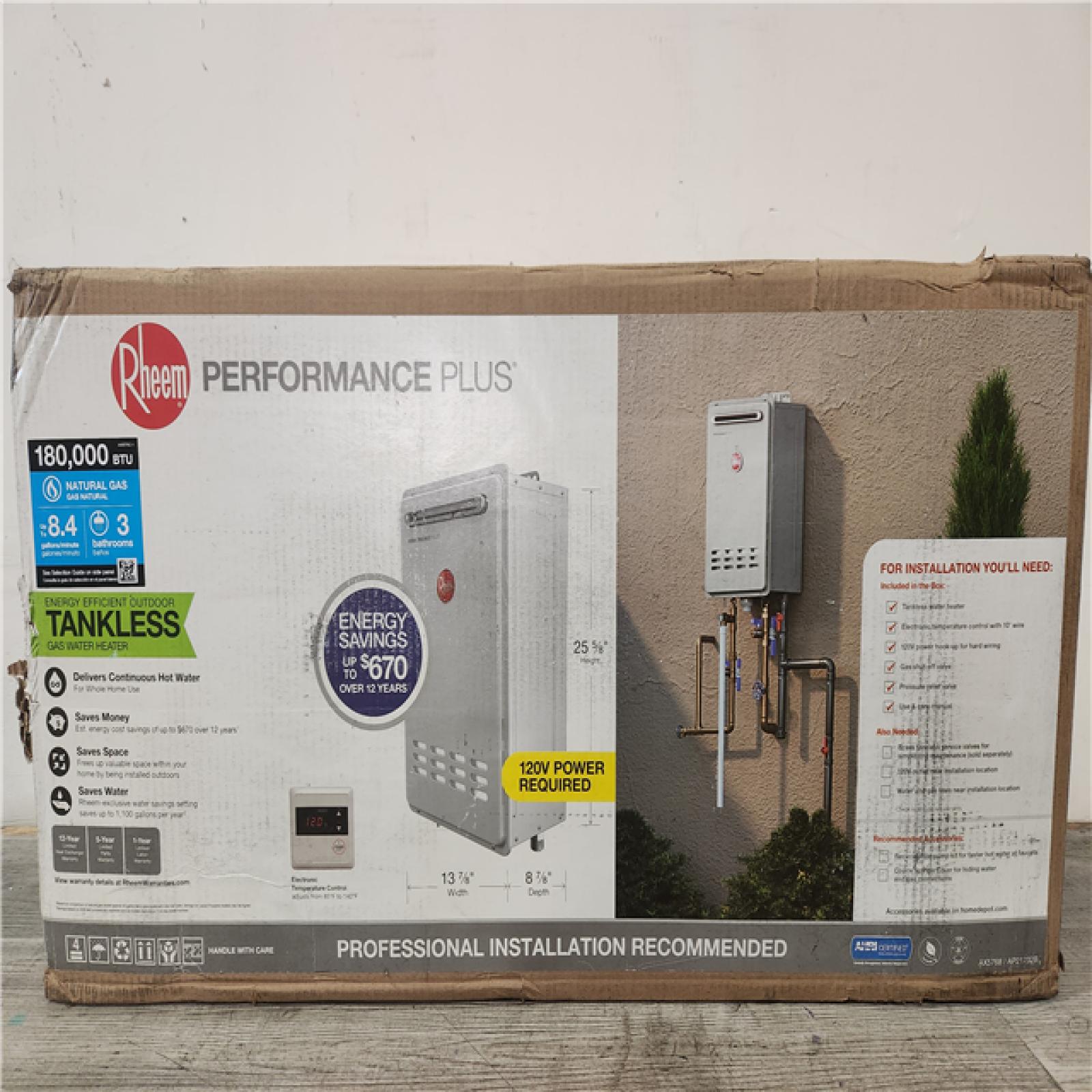 Phoenix Location NEW Rheem Performance Plus 8.4 GPM Smart Non-Condensing Outdoor Natural Gas Tankless Water Heater