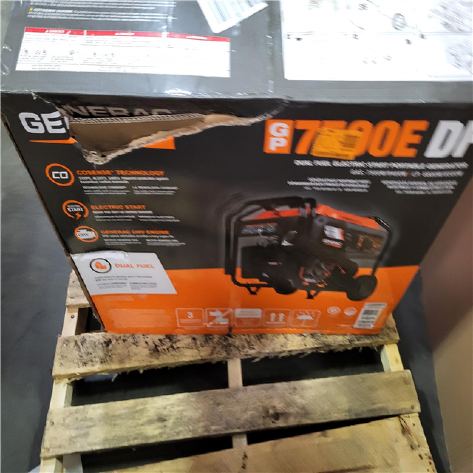 CALIFORNIA AS-IS GENERAC GP 7500E DF DUAL FUEL ELECTRIC START PORTABLE GENERATOR