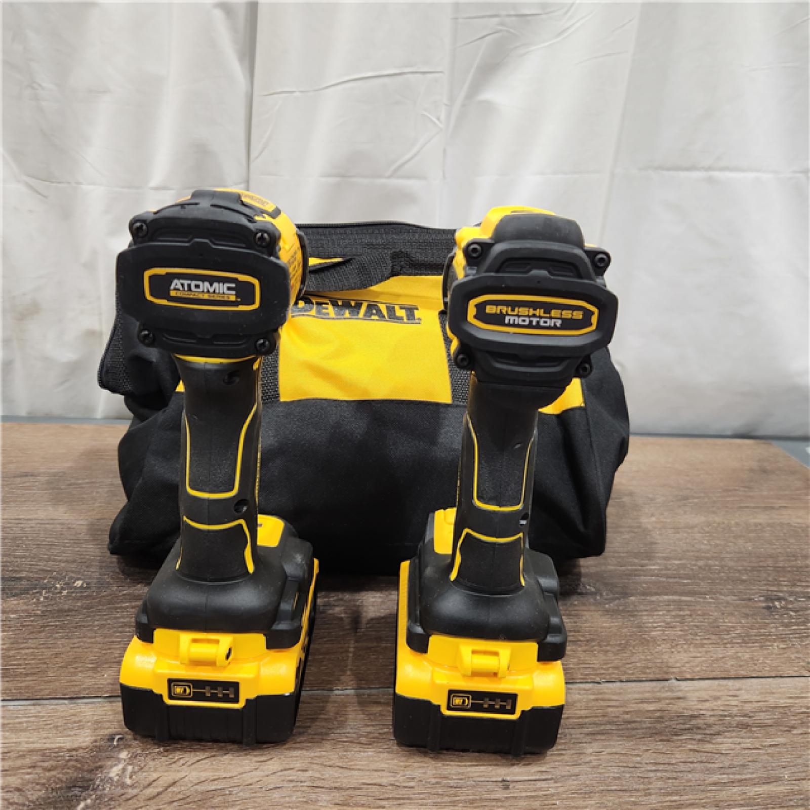 AS IS DEWALT 20V MAX XR Hammer Drill and ATOMIC Impact Driver 2 Tool Cordless Combo Kit with (2) 4.0Ah Batteries, Charger, and Bag