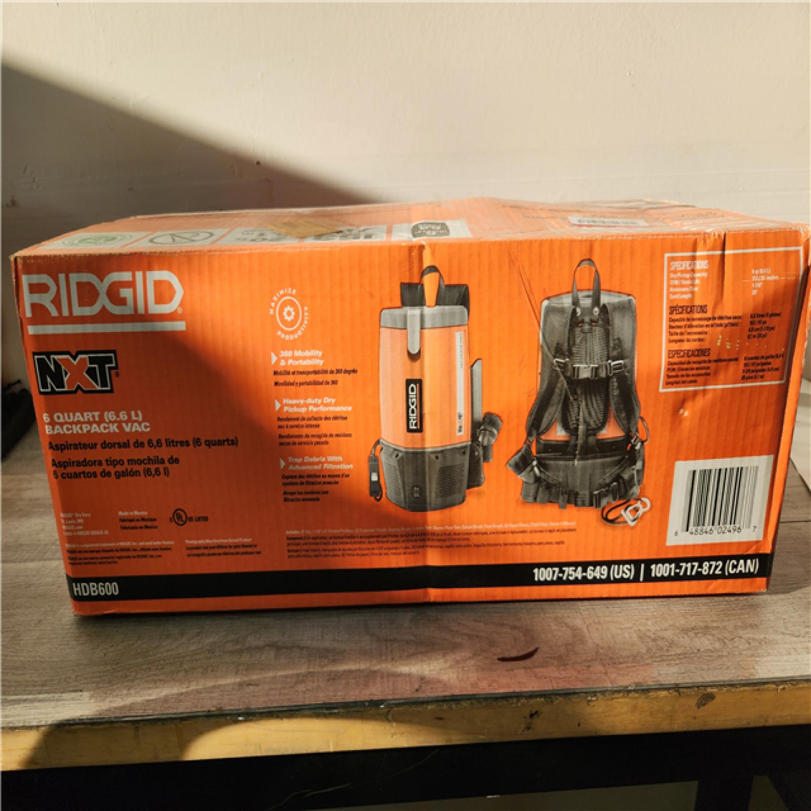 Phoenix Location RIDGID 6 Qt. (1.5 Gal.) NXT Backpack Vacuum Cleaner with Filters, Locking Accessories Shop Vac Attachments for Dry Applications