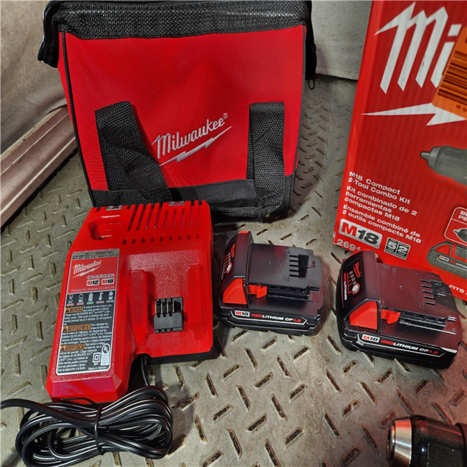 HOUSTON LOCATION - AS-IS (APPEARS LIKE NEW) Milwaukee M18 18V Cordless Brushed 2 Tool Drill/Driver and Impact Driver Kit