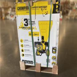 DALLAS LOCATION - Champion Power Equipment 3 in. Dia 224 cc 2-in-1 Upright Gas Powered Wood Chipper Shredder