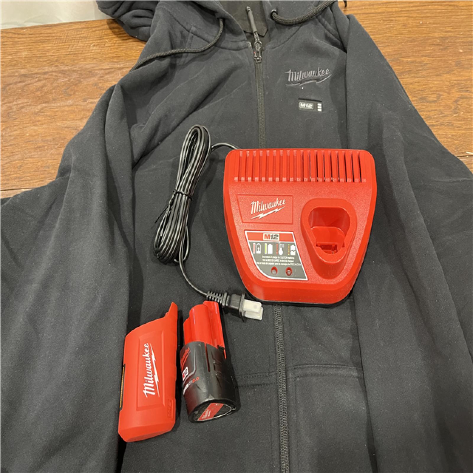 AS-ISMilwaukee 2X-Large M12 12-Volt Lithium-Ion Cordless Black Heated Jacket Hoodie Kit