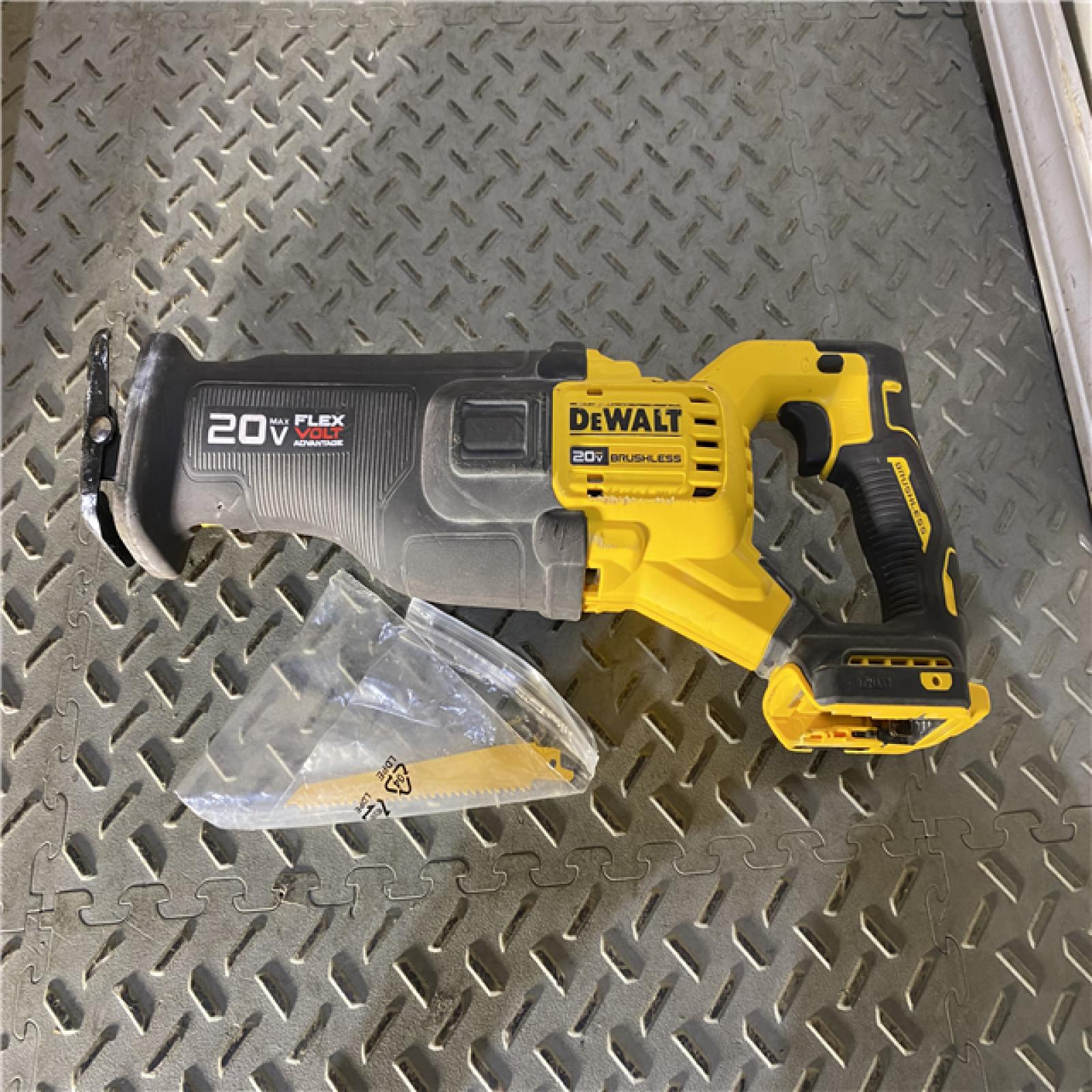 Houston location AS-IS DEWALT 20V MAX Lithium Ion Cordless Brushless Reciprocating Saw with FLEXVOLT ADVANTAGE (Tool Only)