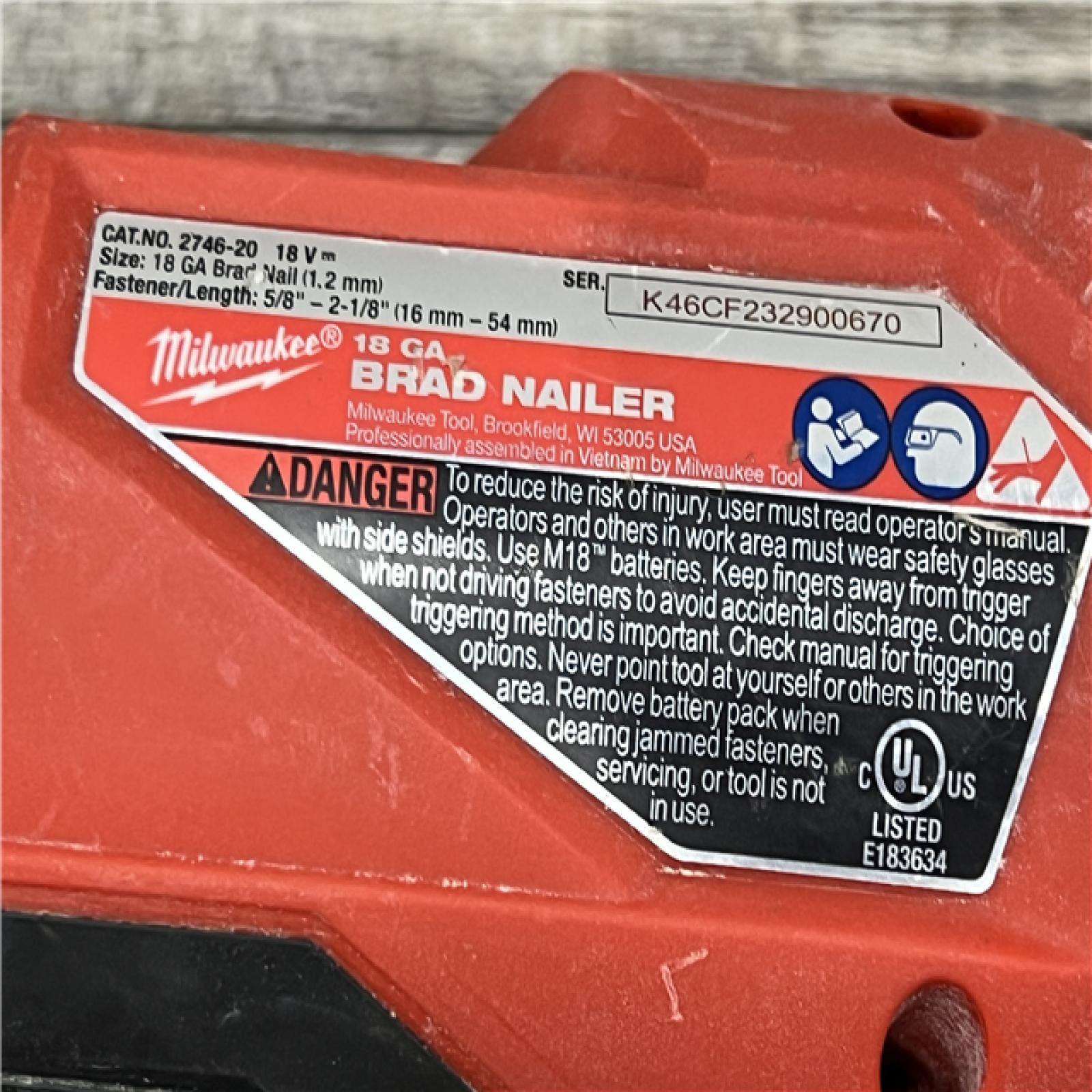 AS-IS Milwaukee M18 FUEL 18 Gauge Brad Nailer