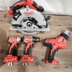 AS-IS Milwaukee M18 18-Volt Lithium-Ion Brushless Cordless Combo Kit (4-Tool) with 2-Batteries, 1-Charger and Tool Bag