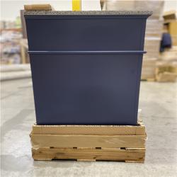 DALLAS LOCATION - Home Decorators Collection Fremont 49 in. Single Sink Freestanding Navy Blue Bath Vanity with Grey Granite Top (Assembled)