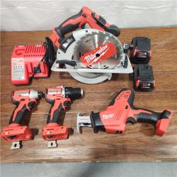 AS-IS M18 18-Volt Lithium-Ion Brushless Cordless Combo Kit (4-Tool) with 2-Batteries, 1-Charger and Tool Bag