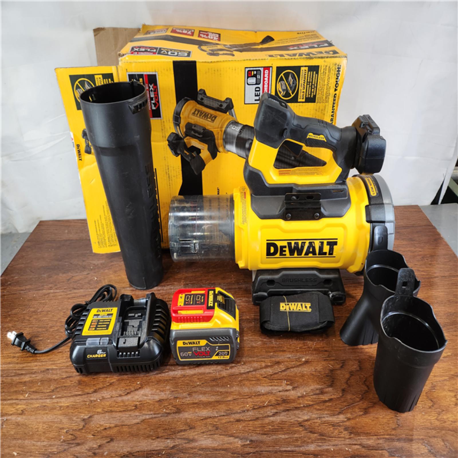 AS-IS DEWALT 60-Volt MAX Brushless Cordless Battery Powered Handheld Axial Leaf Blower Kit