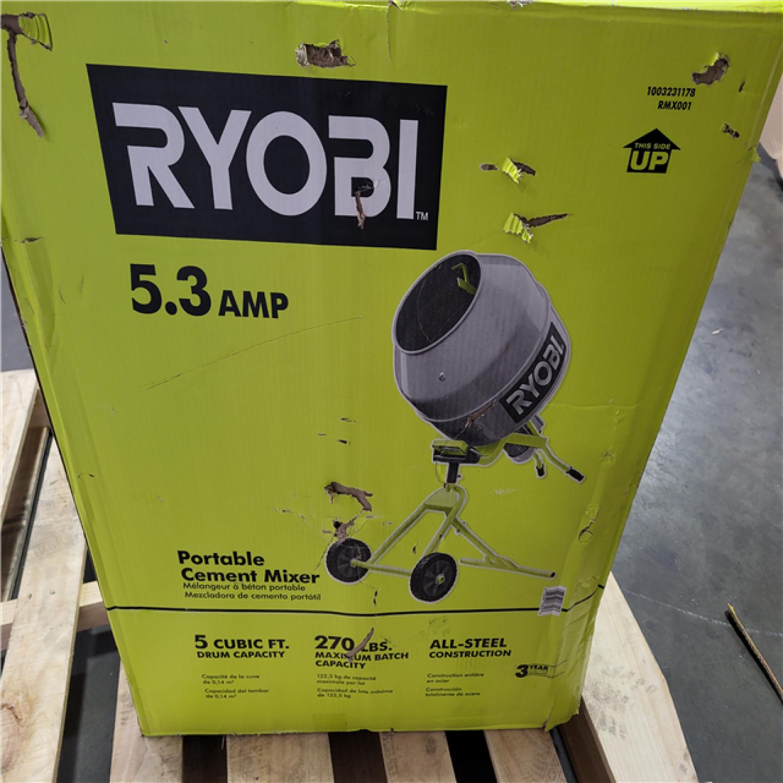 CALIFORNIA AS-IS RYOBI 5.3 AMP PORTABLE CEMENT MIXER