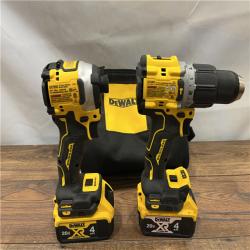 AS IS DEWALT 20V MAX XR Hammer Drill and ATOMIC Impact Driver 2 Tool Cordless Combo Kit with (2) 4.0Ah Batteries, Charger, and Bag