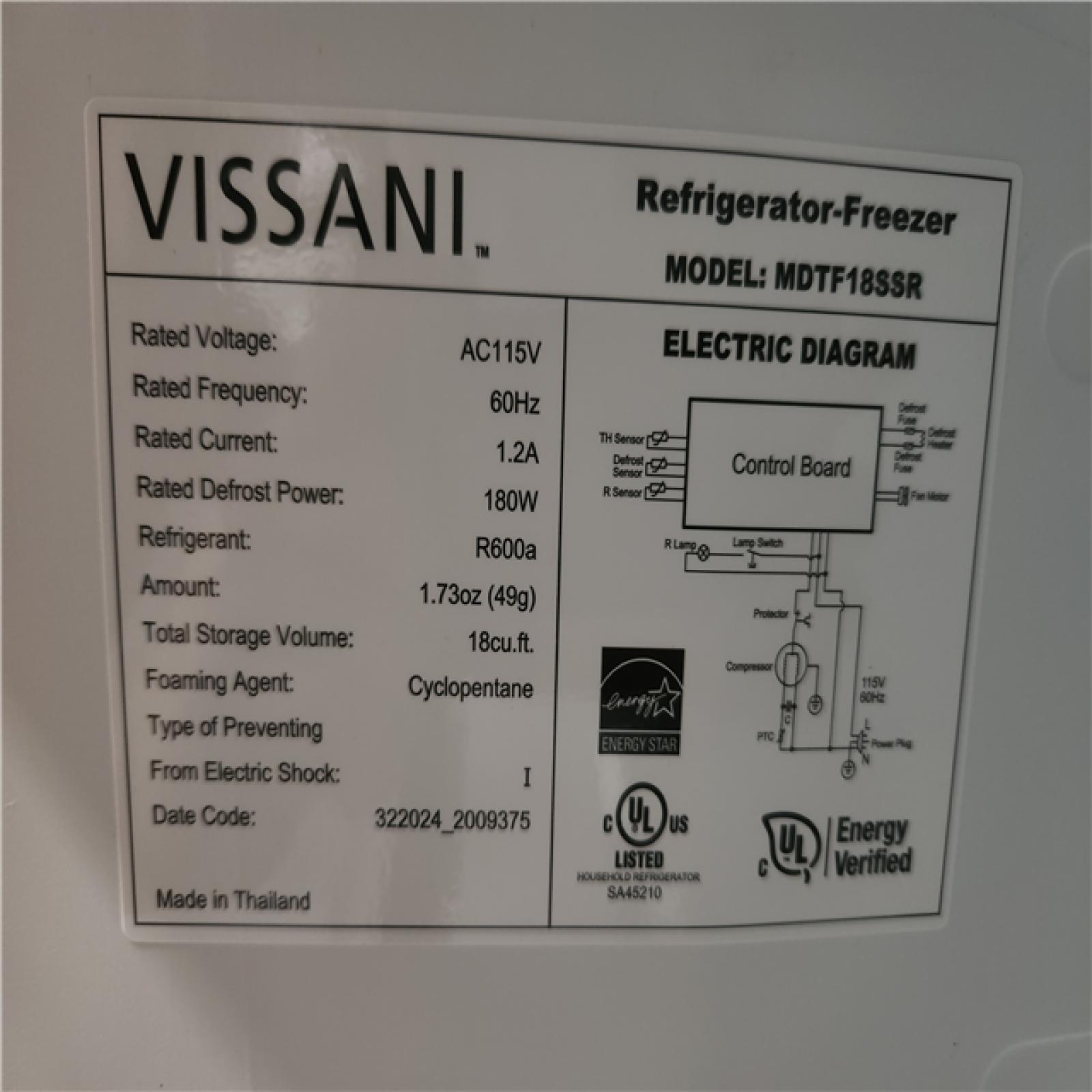 Phoenix Location Vissani 18 cu. ft. Top Freezer Refrigerator in Stainless Steel Look