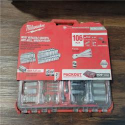 CALIFORNIA NEW MILWAUKEE 106 PC 1/4 & 3/8 METRIC & SAE RATCHET AND SOCKET SET WITH PACKOUT