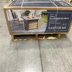 DALLAS LOCATION - NEW! Hampton Bay Summerfield 44 in. x 24.5 in. Square Steel Gas Fire Pit Table with Wood-Look Tile