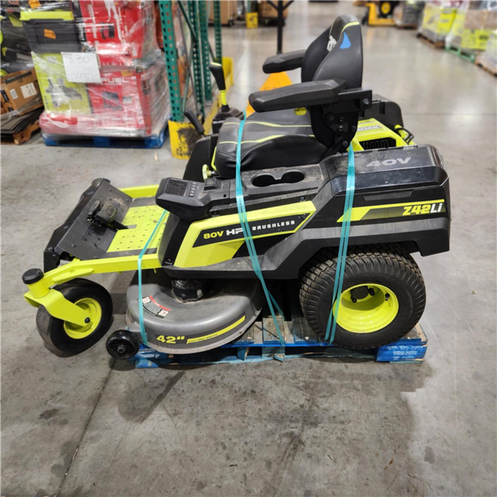 Dallas Location - As-Is RYOBI 80V HP Brushless 42 in Riding Mower (2) 80V Batteries and Charger