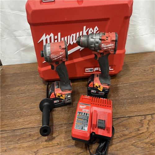 AS-ISMilwaukee M18 FUEL 18V Lithium-Ion Brushless Cordless Hammer Drill and Impact Driver Combo Kit (2-Tool) with 2 Batteries