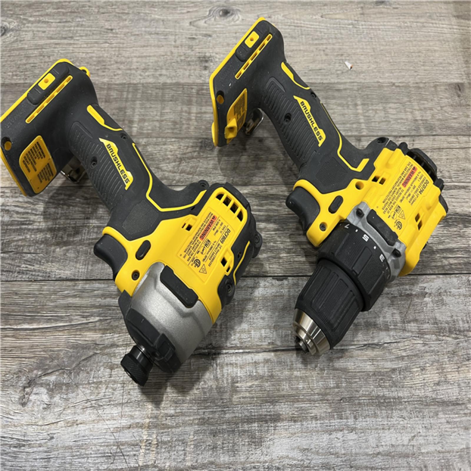 AS-IS Dewalt DCK225D2 20V MAX ATOMIC Brushless Compact Lithium-Ion 1/2 in. Cordless Drill Driver and 1/4 in. Impact Driver Combo Kit with 2 Batteries 2 Ah